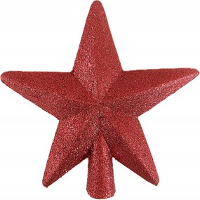 Karácsonyfadísz csillag piros csillámokkal 19 cm