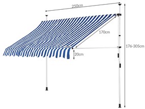 Deuba Napellenző 250 cm - kék/fehér