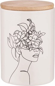 QUEEN IT tárolódoboz bambusz fedéllel 700ml, Line Art