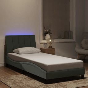 világosszürke bársony ágykeret LED-világítással 80 x 200 cm