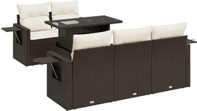 vidaXL 6 részes barna polyrattan kerti ülőgarnitúra párnával