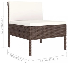 vidaXL 6 részes barna polyrattan kerti bútorszett párnákkal