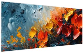 Kép - Virágok absztrakt festménye III. (120x50 cm)