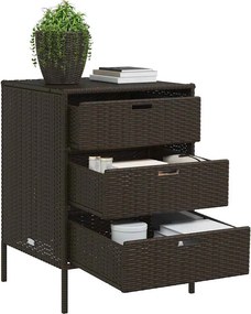 vidaXL barna polyrattan kerti tárolószekrény 55 x 59 x 80 cm