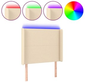 krémszínű szövet LED-es fejtámla 83x16x118/128 cm