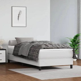 Fehér műbőr rugós ágy matraccal 80 x 200 cm