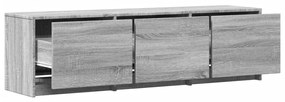 szürke sonoma színű szerelt fa LED-es TV-szekrény 140x34x40 cm