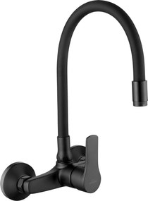 Invena Verso, falra szerelhető konyhai csaptelep 150mm elasztikus karral, fekete matt, INV-BC-82-E44-L