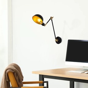 Fekete-aranyszínű fali lámpa ø 15 cm Sivani – Opviq lights