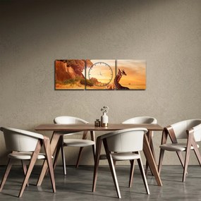Kép - Zsiráfok Afrikában (órával) (90x30 cm)