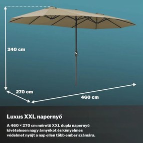 MIAMI dupla napernyő, 460x270 cm, barnásszürke (taupe) Kingsleeve