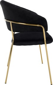 Design étkezőszék, fekete Velvet szövet/gold króm arany, DASMIN TYP 1