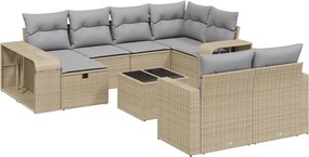 vidaXL 11 részes bézs polyrattan kerti ülőgarnitúra párnákkal