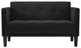 fekete bársony loveseat kanapé 111 cm