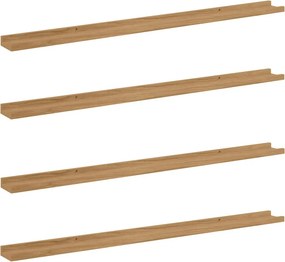 vidaXL Falpolc polcokkal tárolóval 4 pcs Barna 115 x 9 x 3 cm Faanyag