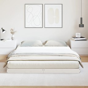 Padlószintű Ágykeret Fehér 140x210 cm Tömbfa Fenyő