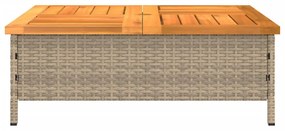 bézs polyrattan és akácfa napernyőtalp-burkolat 70 x 70 x 25 cm