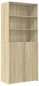 sonoma tölgy színű szerelt fa tárolószekrény 80 x 42,5 x 225 cm