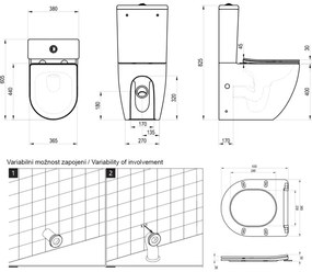 Ravak X01870 - perem nélküli kombinált WC SoftClose OPTIMA ülőkével, kerámia/fehér