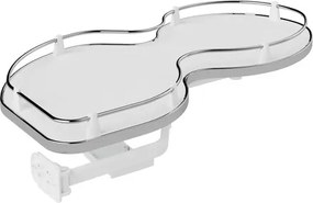 Konyhai fémrács, sarokszekrénybe, balos, Nuvola vesetál, króm-fehér,  900mm, 500mm ajtó szélesség, Sige Infinity Line 371