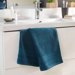 Sötétkék frottír pamut törölköző 50x90 cm Tendresse – douceur d'intérieur