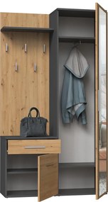 Duo előszobafal, antracit, tölgy