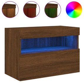 barna tölgyszínű fali TV-szekrény LED-del 60 x 30 x 40 cm