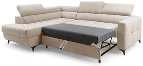 Nardo L sarokkanapé ágyfunkcióval balos - bézs plüss Pretty 03