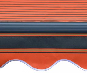 narancs és barna kézzel kihúzható LED-es napellenző 300x250 cm