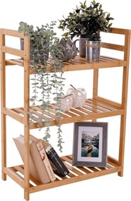 3 polcos polcállvány, természetes bambusz, FIORE TYP 1