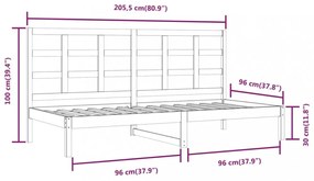 fehér tömör fenyőfa kanapéágy matrac nélkül 90 x 200 cm