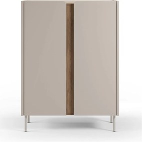 Krémszínű-natúr színű szekrény tölgyfa dekorral 90x120x40 cm Lucile – Marckeric