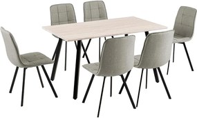 Catini LANDON Étkezőgarnitúra 6x szék + asztal, bézs/szürke