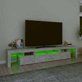 betonszürke TV-szekrény LED lámpákkal 230x36,5x40 cm
