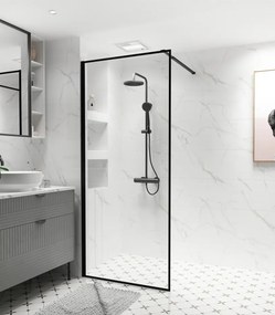 Erga Paris, Beépíthető zuhanykabin 120x200 cm, fekete keretben, 8 mm-es átlátszó üveg, fekete profil, ERG-V02-PARIS-120x200-BF