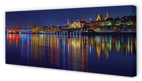 Canvas képek Varsó város éjszaka folyó híd 120x60 cm