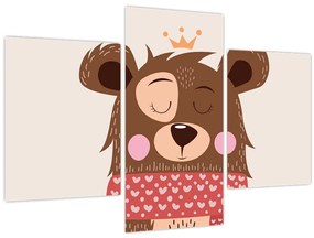 Kép - Teddy maci piros sállal (90x60 cm)