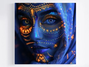 Vászonkép Canvas Portré Nő Arc Neon Uv Body Painting 40x40