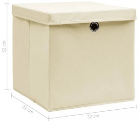 10 db krémszínű szövet tárolódoboz fedéllel 32 x 32 x 32 cm
