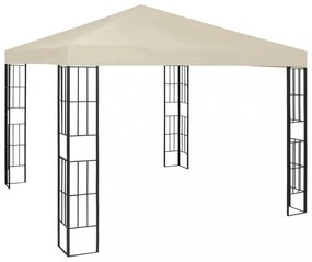 krémszínű pavilon LED fényfüzérrel 3 x 3 m
