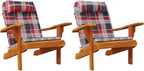 vidaXL Székpárnák 2 pcs Piros Kockás 58 x 77 x 4,5 cm Oxford Szövet