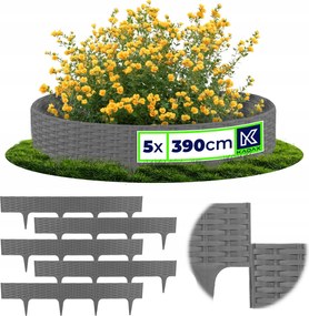 Gyepszegély Kerti Rózsafa Beszúrható Kerítés Szürke 390 cm 5 db