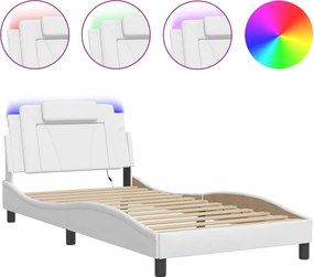 vidaXL fehér ágykeret Viana LED-ekkel matrac nélkül 100 x 200 cm