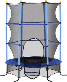 HOMCOM Gyermek Trambulin Ø163 cm, Trambulin Biztonsági Hálóval, Szegélyvédővel, Kerti Trambulin 3-10 Éves Gyermekeknek, 50 kg-ig Terhelhető, Kék | Aos