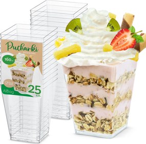 Piramis pohár Desszertekhez 160ml 25 darabos készlet SNACK-ekhez