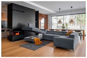 Kék kinyitható-tárolóhelyes sarokkanapé (bal oldali-U alakú) Louis – ELTAP