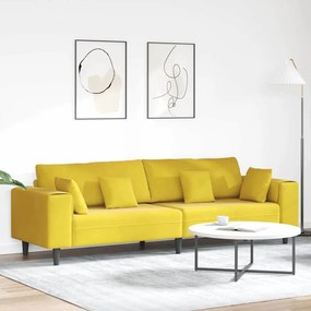 Bársony Kanapé párnával Sárga 210 cm Bársony
