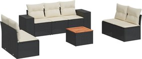 vidaXL 8 részes fekete polyrattan kerti ülőgarnitúra párnákkal