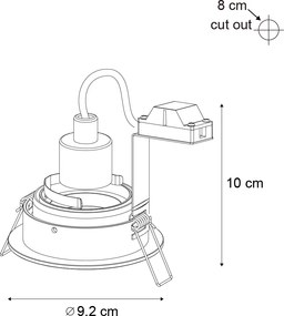 Modern beépíthető spotlámpa, antracit szürke, GU10, 50 mm, kerek, dönthető - Chuck