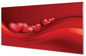 Üvegképek Piros szív háttér 100x50 cm